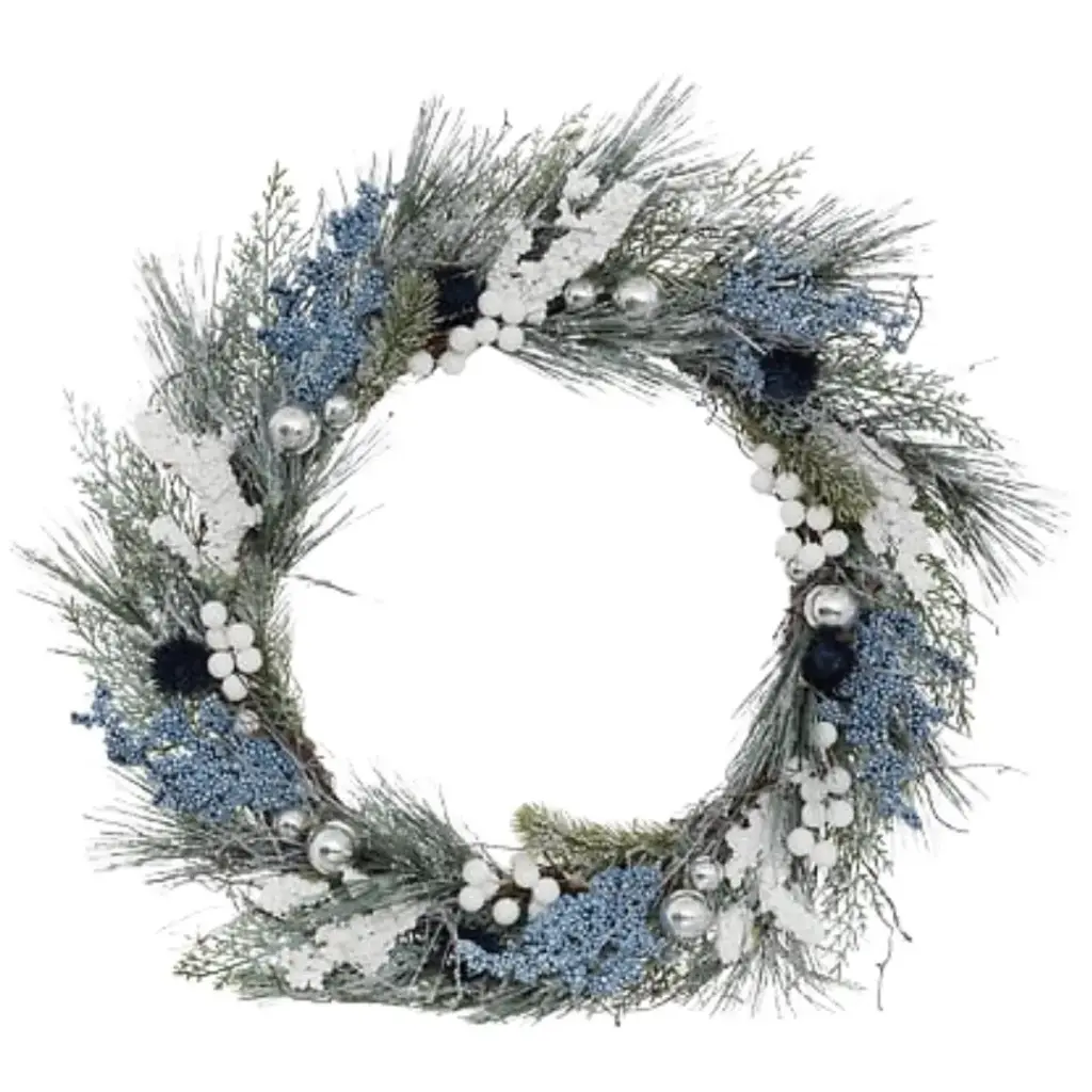 Christmas Wreath Blue and White 20in