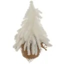 Pine Tree with Jute Base White 8in