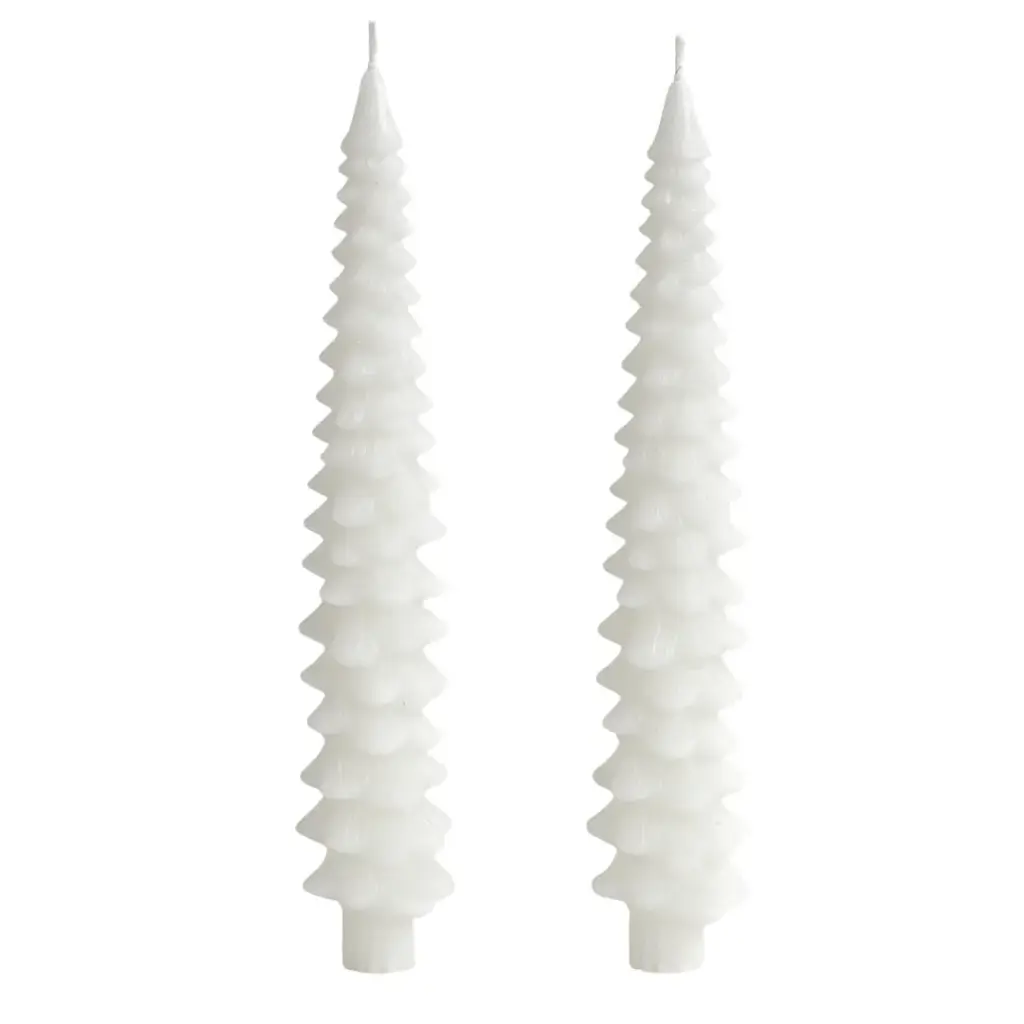 Pine Tree Taper Candles White 2pc
