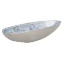Oval Metal Bowl with Blue Enamel 20in