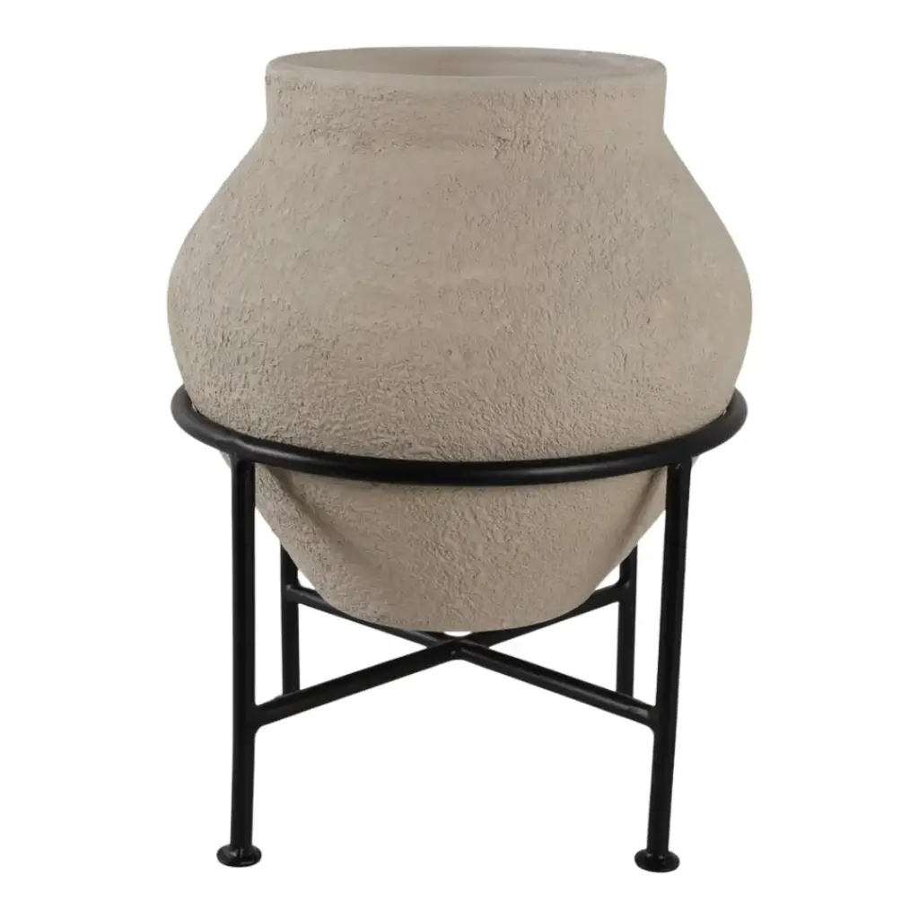 Terracotta Pot With Metal Stand 17x13in