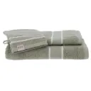 Contrast Stitch Towel Set Sage Green 3pc