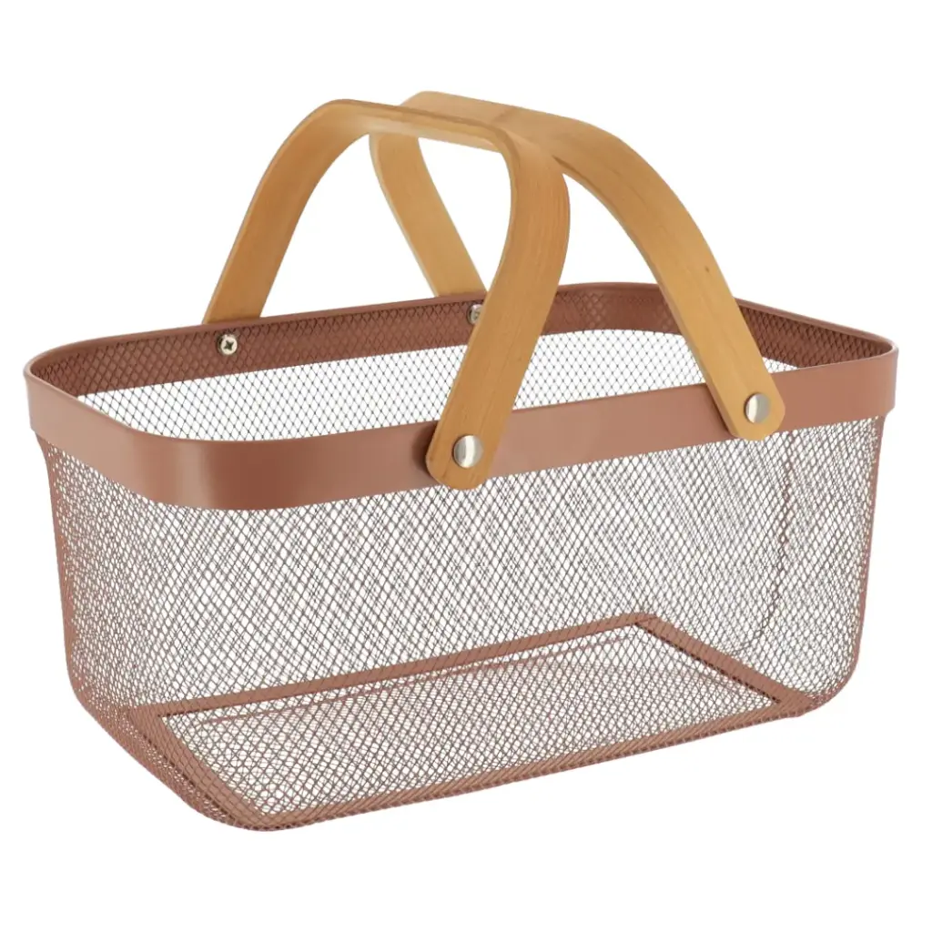 Metal Mesh Basket Caramel 15in