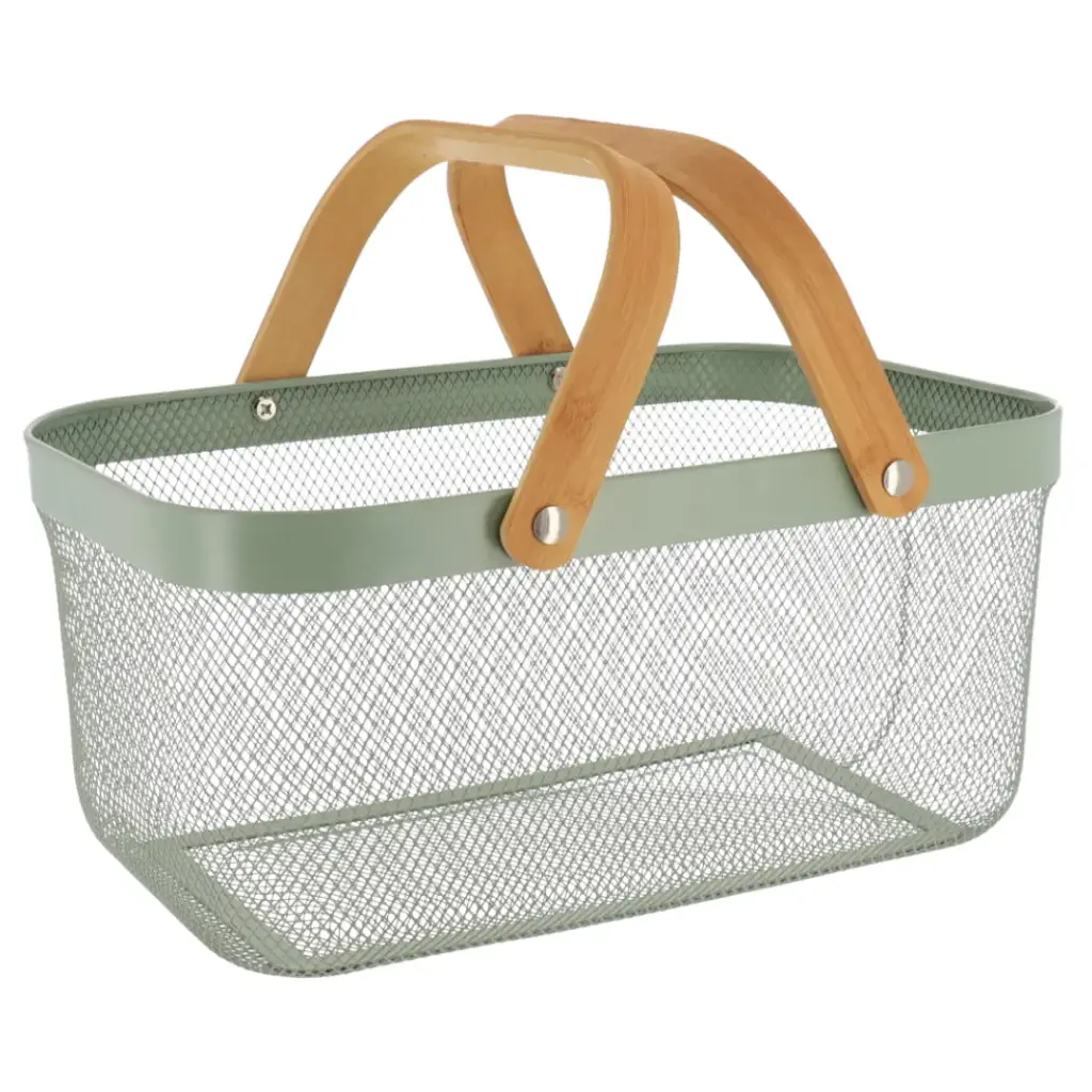 Metal Mesh Basket Sage 15in