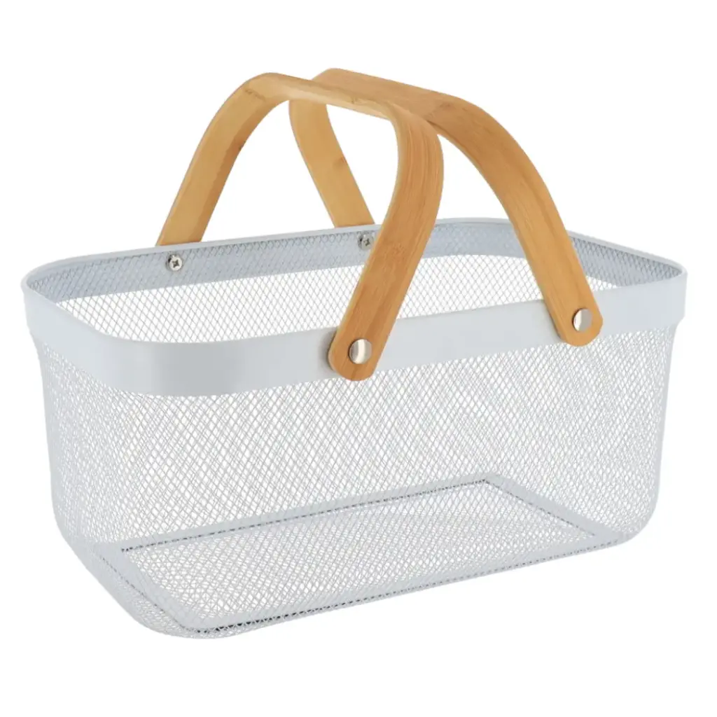 Metal Mesh Basket White 15in