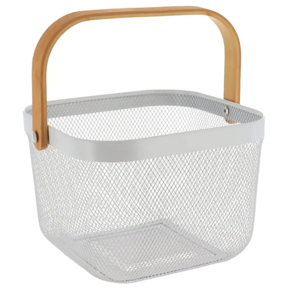 Metal Mesh Basket White 10in