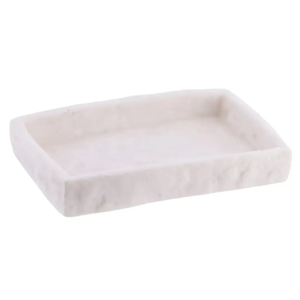 Raw Stone Soap Dish White