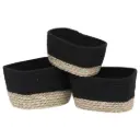 Seagrass & Cotton Storage Basket Set Black 3pc