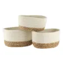Seagrass & Cotton Storage Basket Set White 3pc