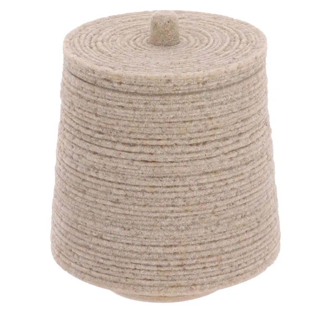 Stone Look Resin Cotton Jar Beige