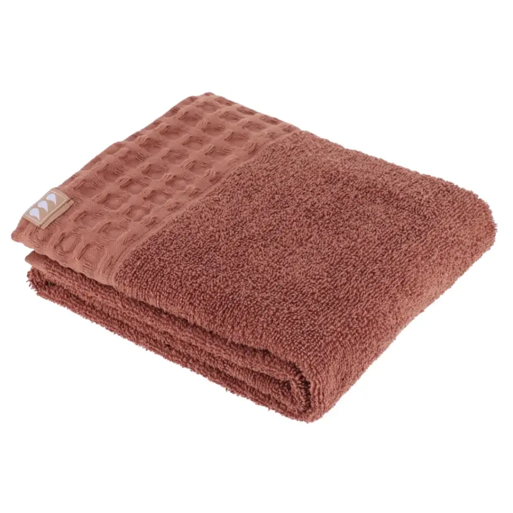 Waffle Border Hand Towel Terracotta 20x35in