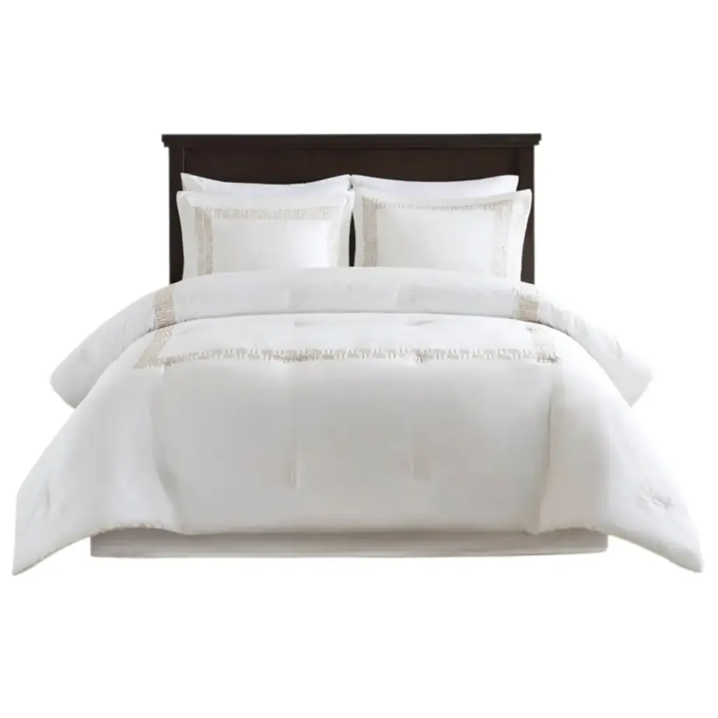 Nile 4 Piece Cotton Sateen With Embroidery Oversized King Comforter Set Multi