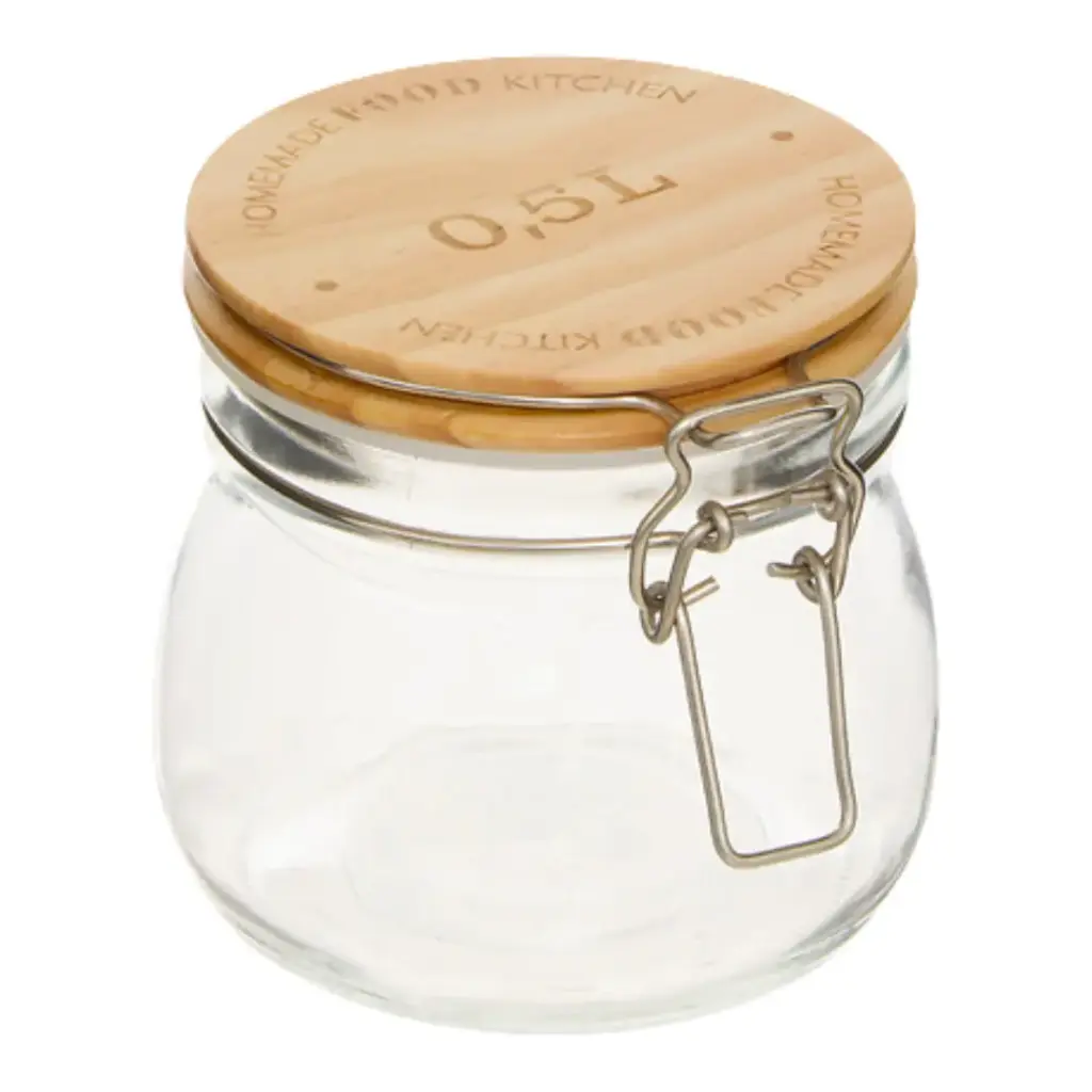 Glass Jar with Wooden Lid 0.5L