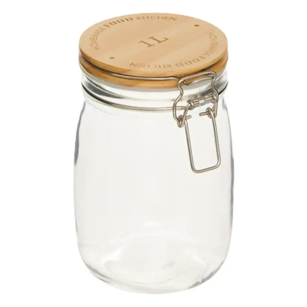 Glass Jar with Wooden Lid 1L