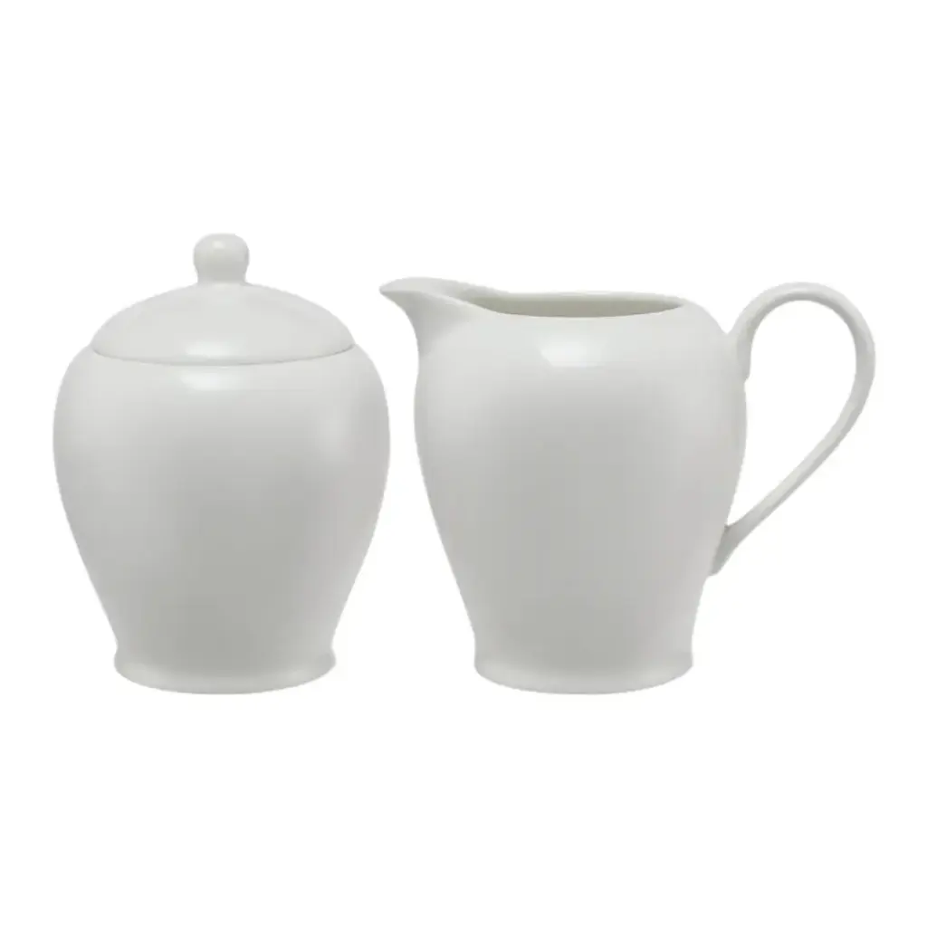 Sugar and Creamer Pot Set White 2pc