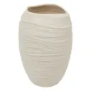 Ridged Ceramic Vase White 12in