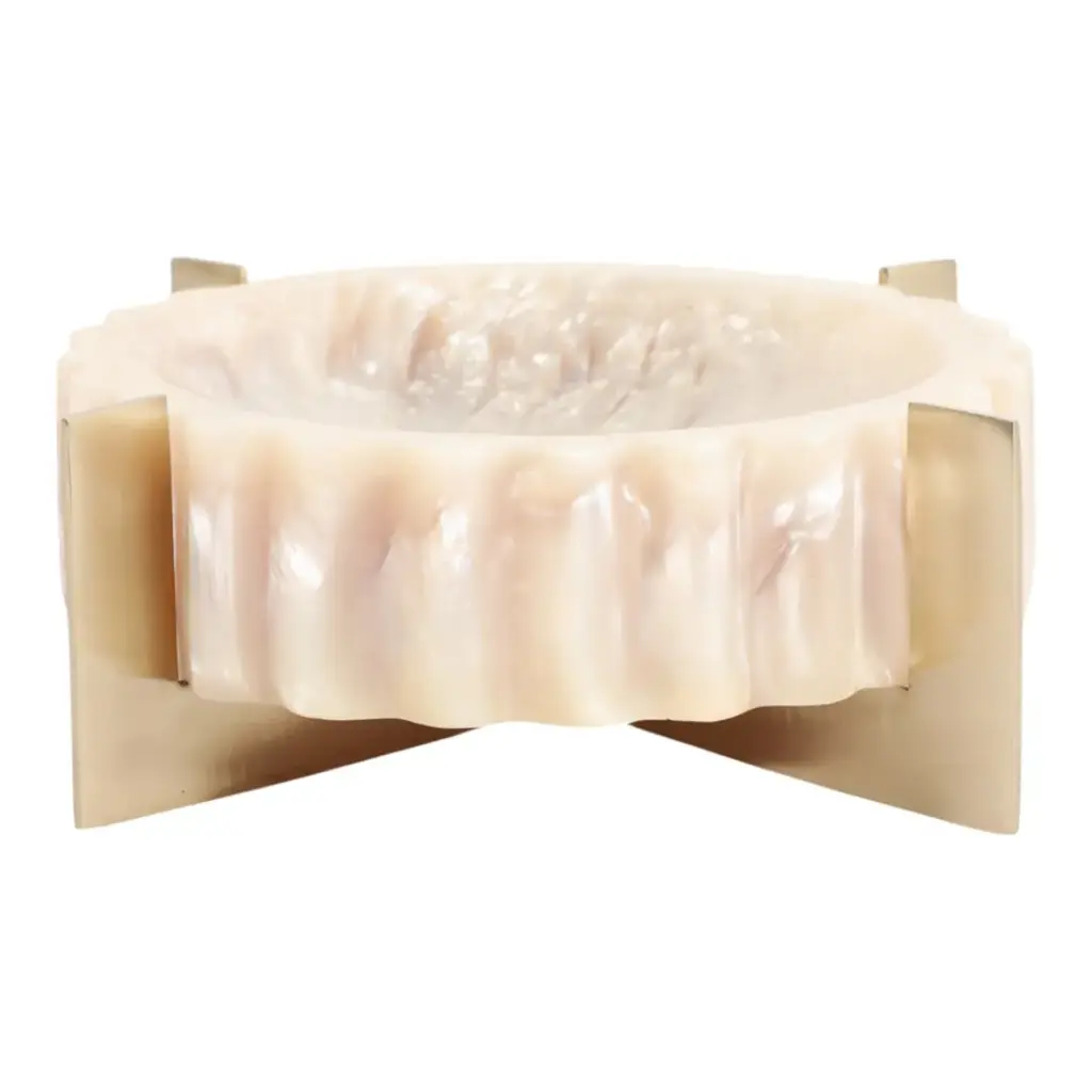 Mica Resin Jewelry Bowl Pearl 8in