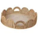 Woven Scallop Tray with Capiz Bottom Ivory Tan 20in