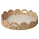 Woven Scallop Tray with Capiz Bottom Ivory Tan 24in