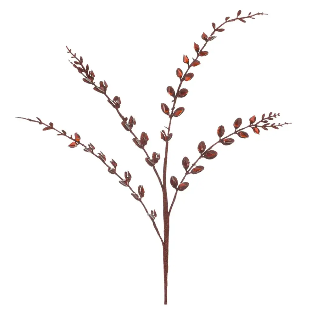 Rhinestone Leaf Spray Red 22in