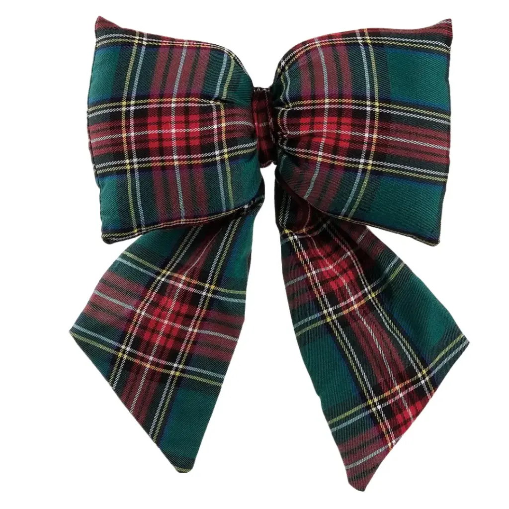 Plaid Bow with Clip Red & Green 9.5x13in