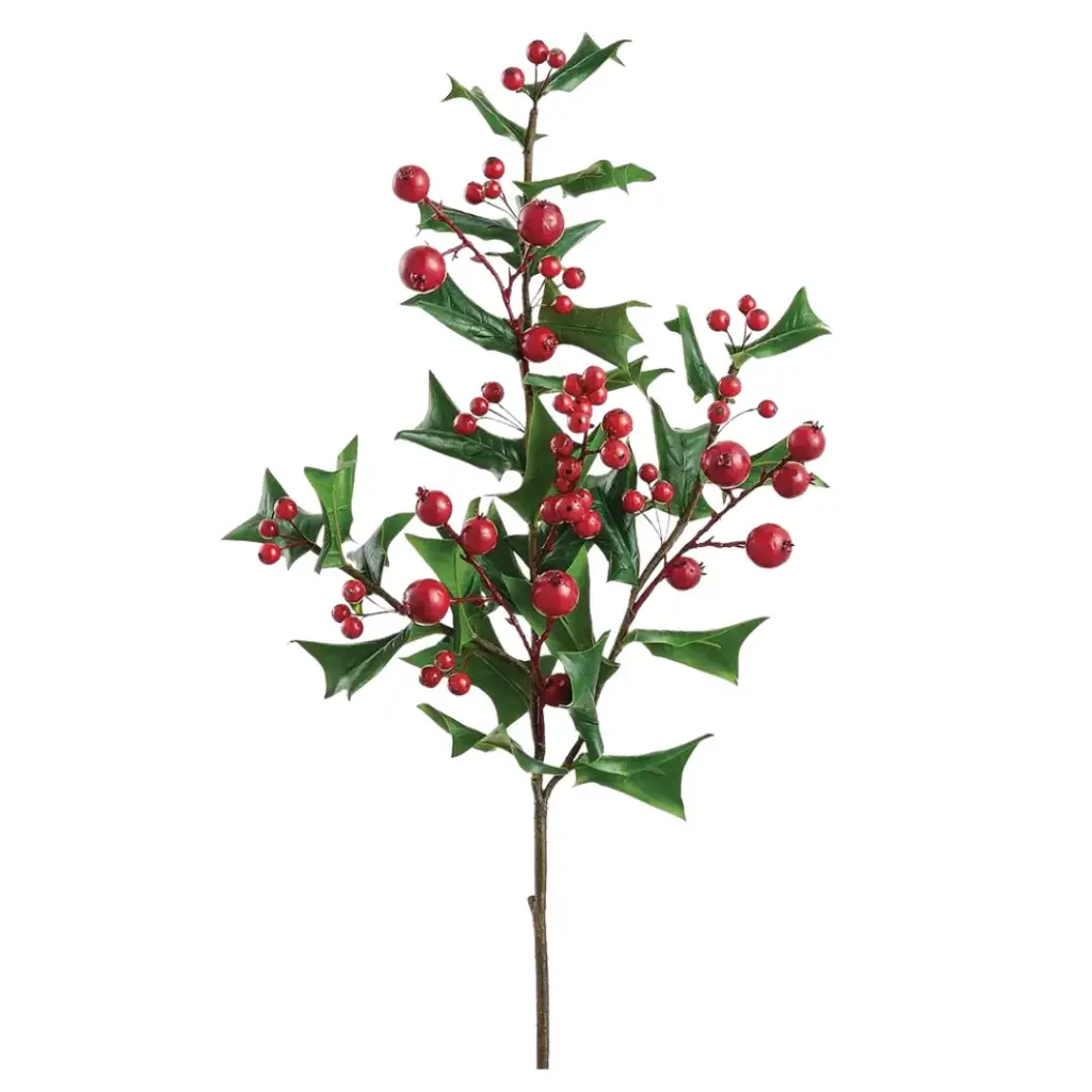 Holly Spray with Berries 30in