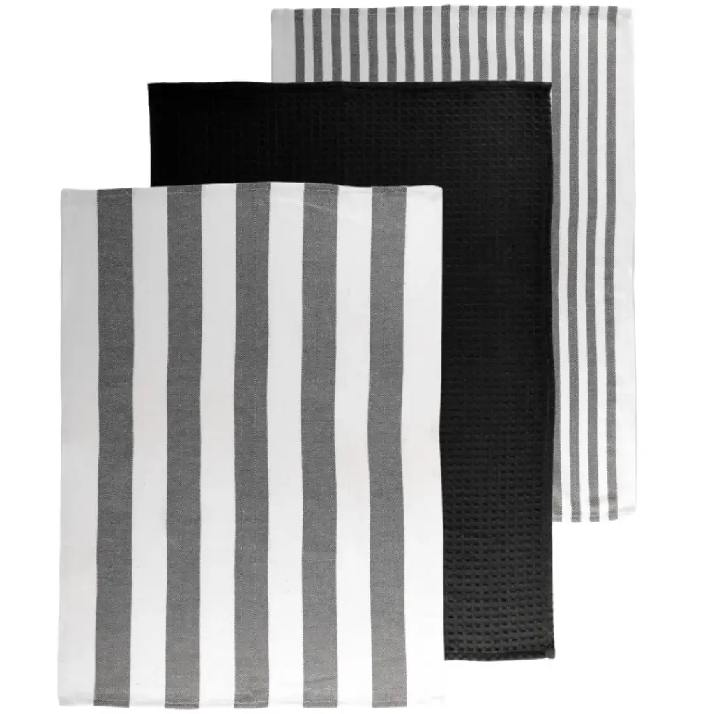 Marra Kitchen Towel Black 20x29in 3pc