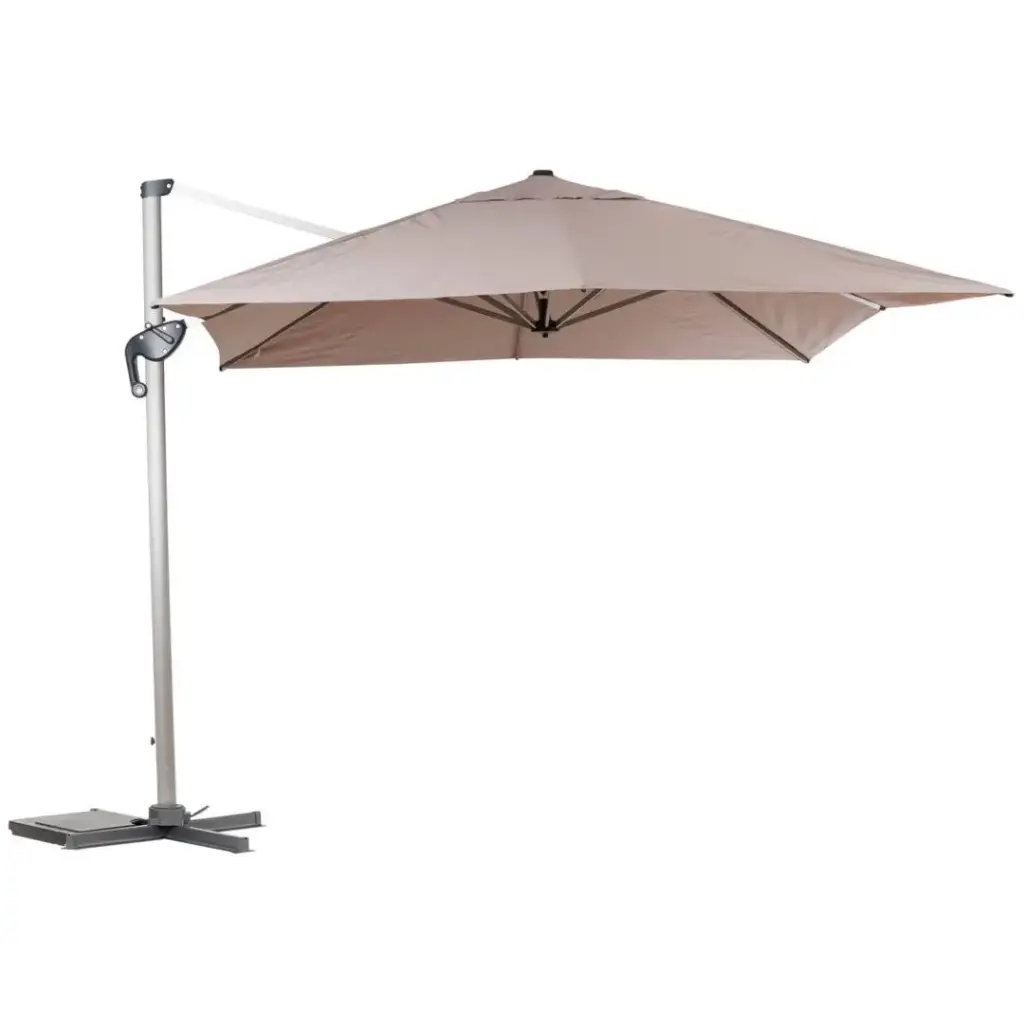 Equador Taupe Cantilever Outdoor Umbrella with Base