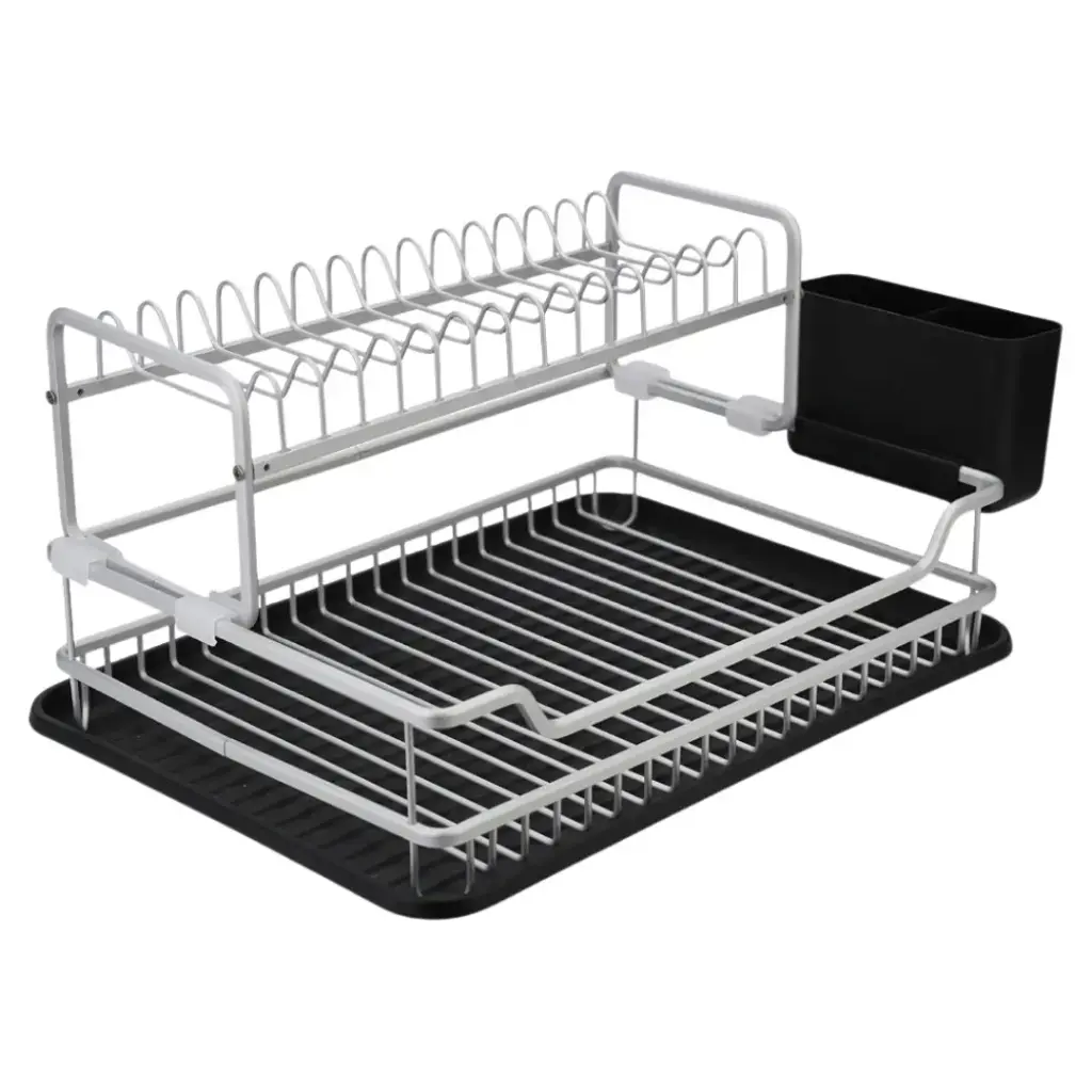 2-Tier Aluminium Dish Rack with Removable Tray