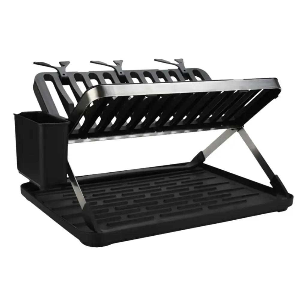 2-Tier Stainless Steel Foldable Dish Rack