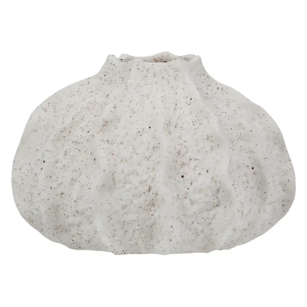Round Coral Stone Vase 5in