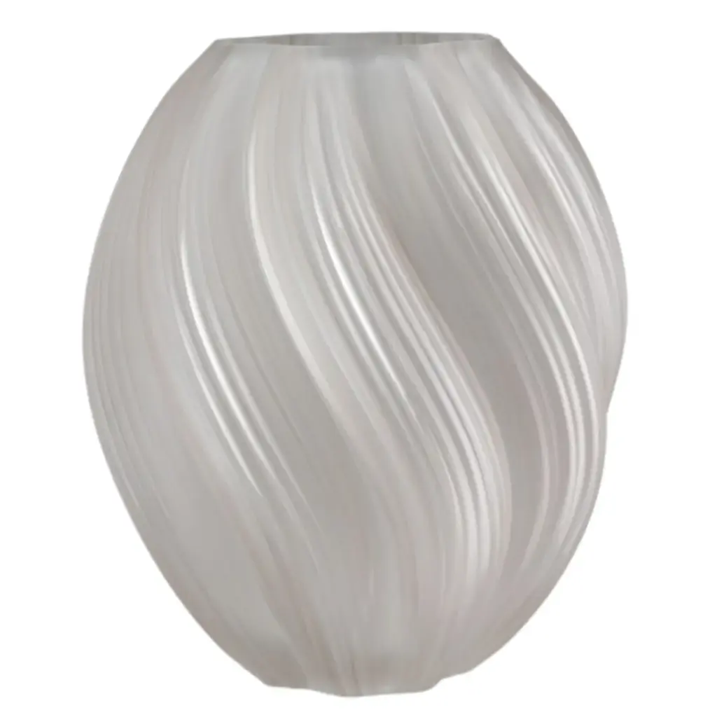 Round Swirl Vase White 8in
