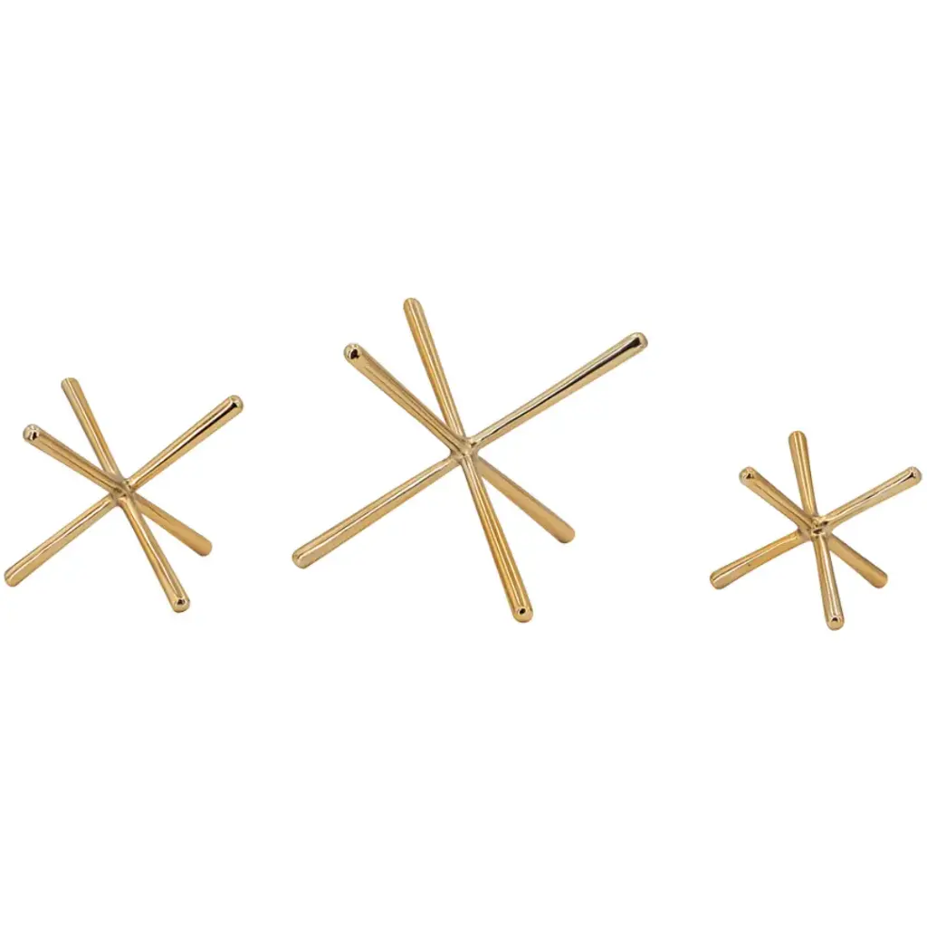 Metal Jack Sculpture Set Gold 3pc