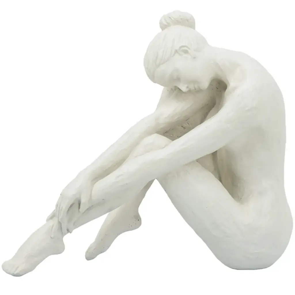 Sitting Woman Figurine White 9in