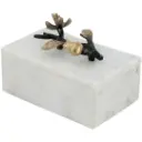 Marble Box With Black & Gold Accents 7.5x5in