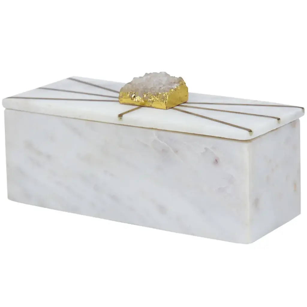 Marble Box With Crystal Accents 7.5in