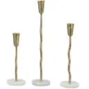 Wavy Taper Holder With Marble Base 3pc