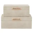 Faux Leather Storage Boxes With Gold Handle Grey 2pc