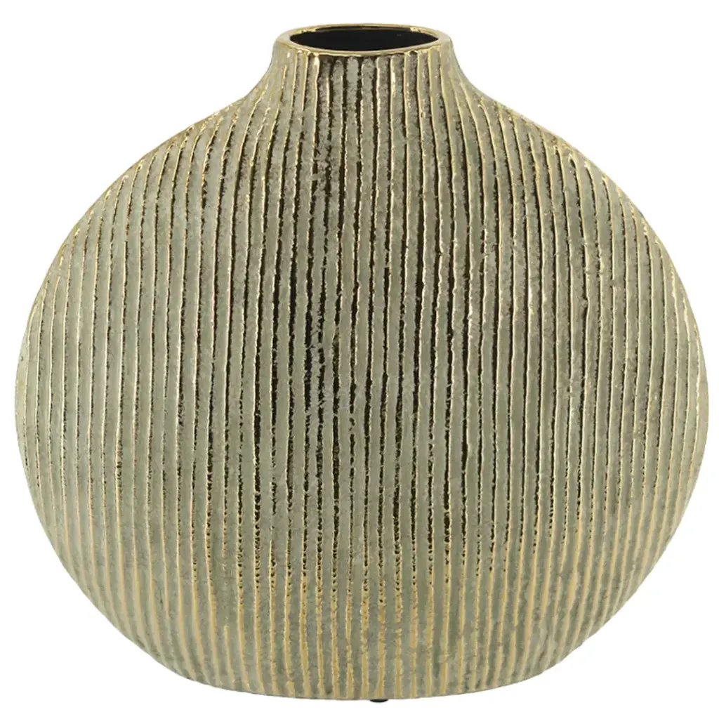 Ceramic Textured Accent Vase Gold 12.5in