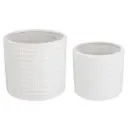 Ceramic Textured Planters White 2pc 