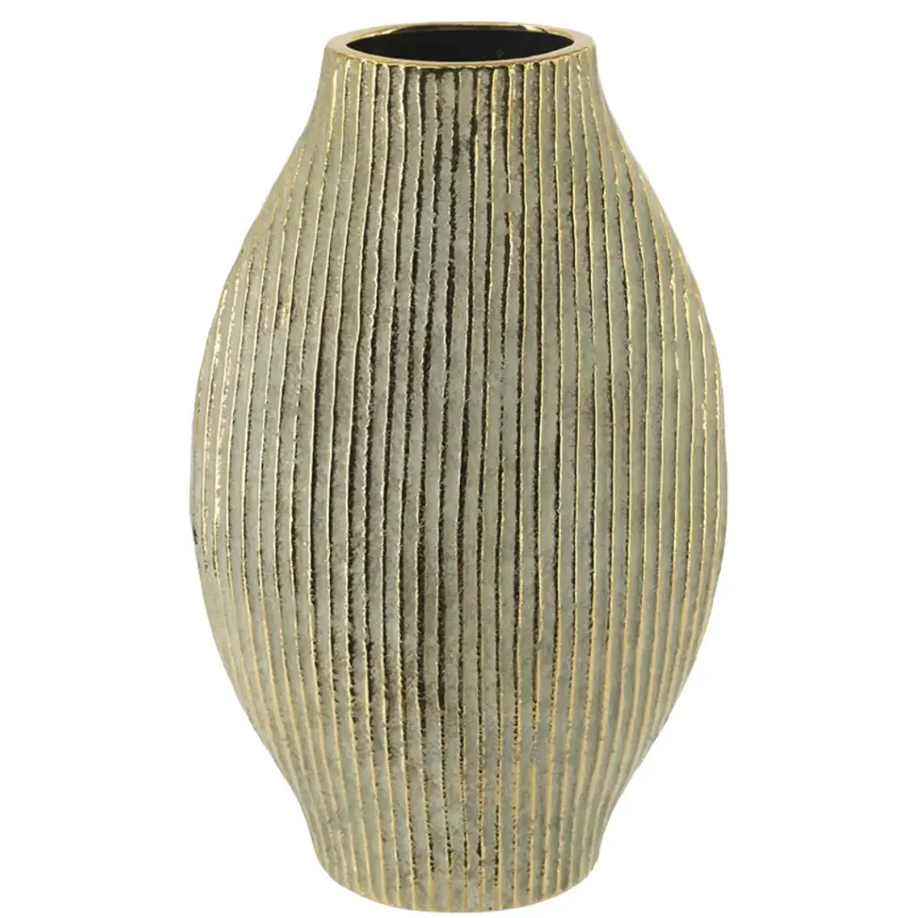 Ceramic Textured Accent Vase Gold 17.5in