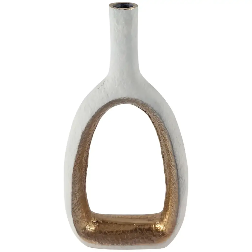 Pierced Vase White & Gold 19.5in