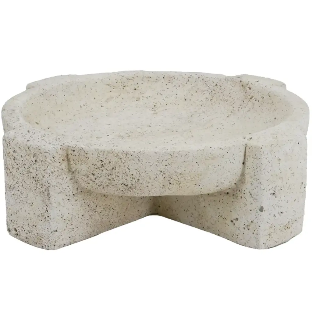 Footed Travertine Bowl 10in