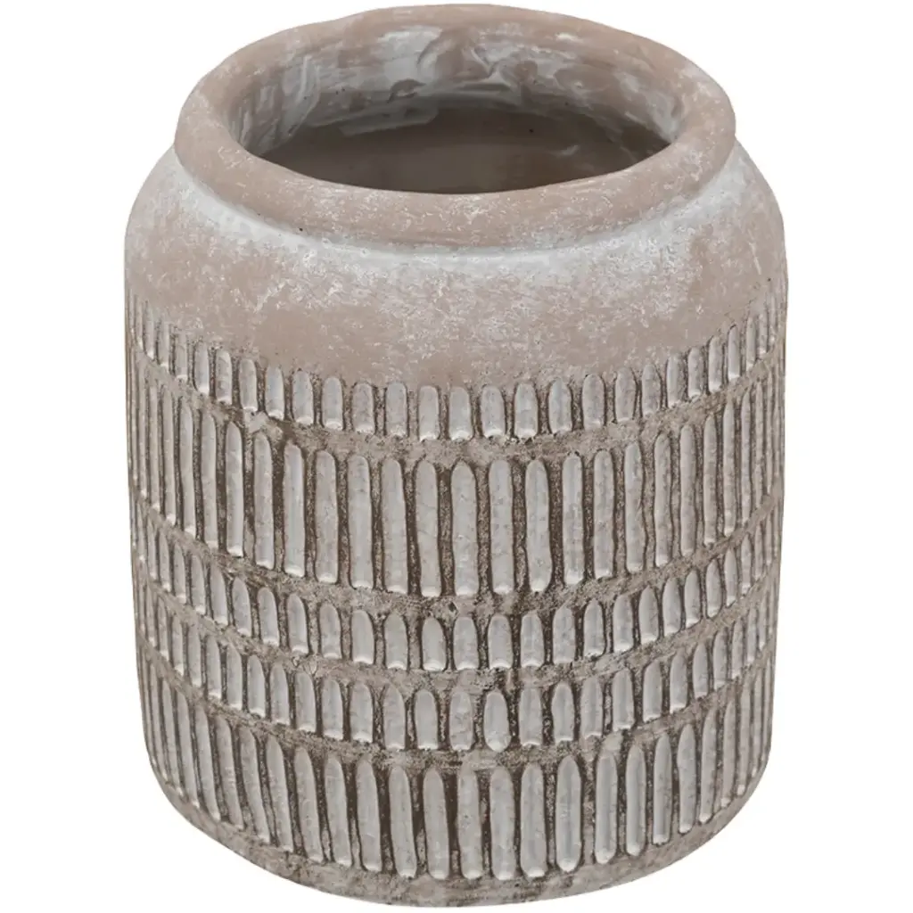 Textured Cement Vase 7x8in