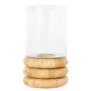 Glass Hurricane With Rattan Base 13in