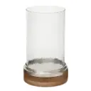 Glass Hurricane With Wood Base 11in