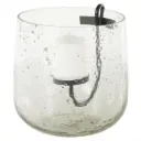 Glass Candle Holder With Black Accents 10in