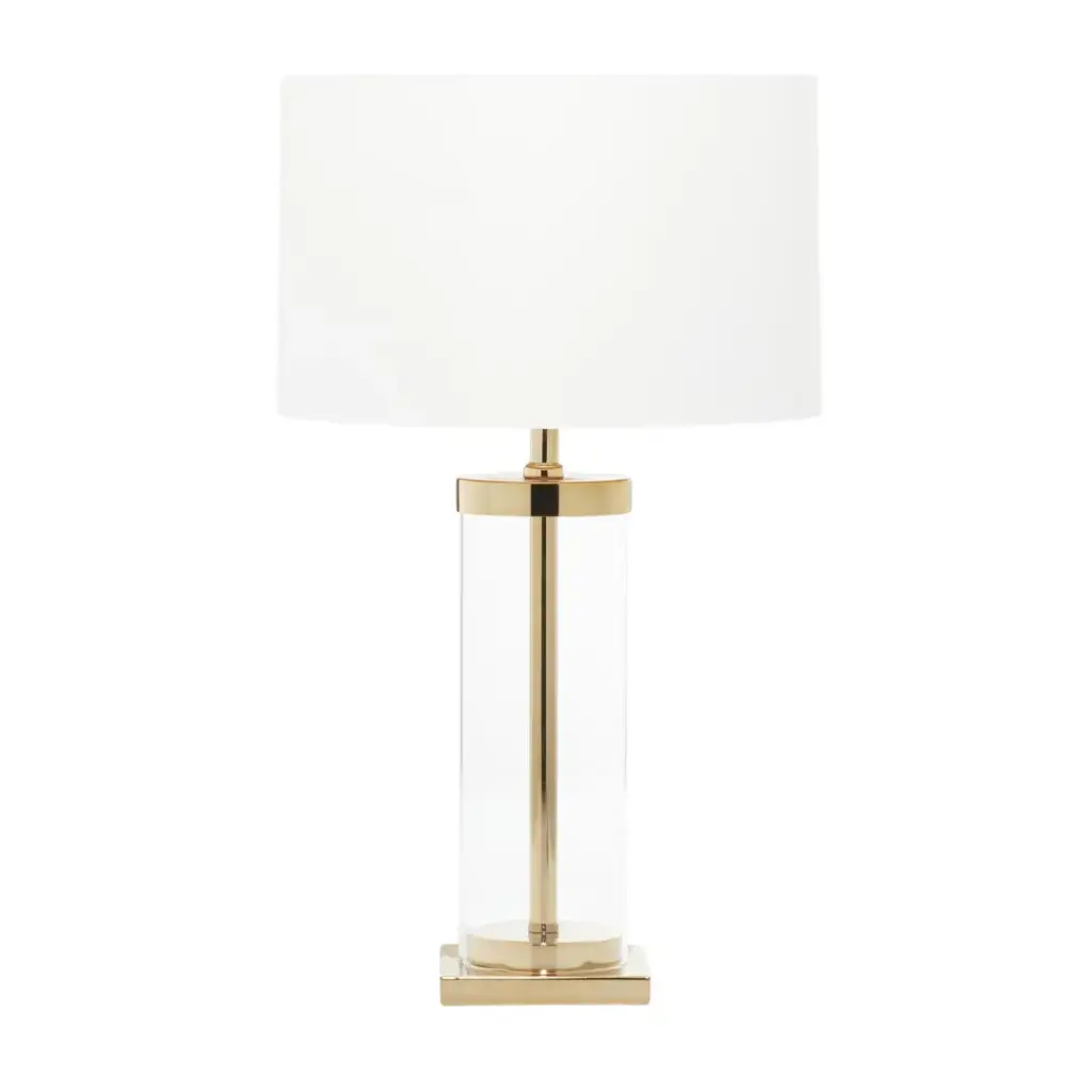 Metal & Glass Table Lamp Gold 24in