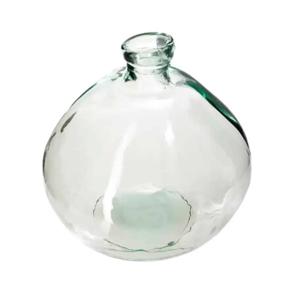 Recycled Round Glass Vase Transparent 13in