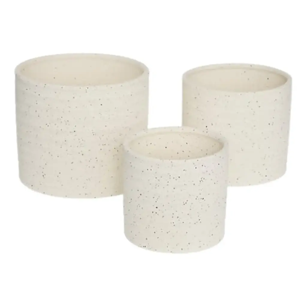 Speckled Stoneware Planters White 3pc